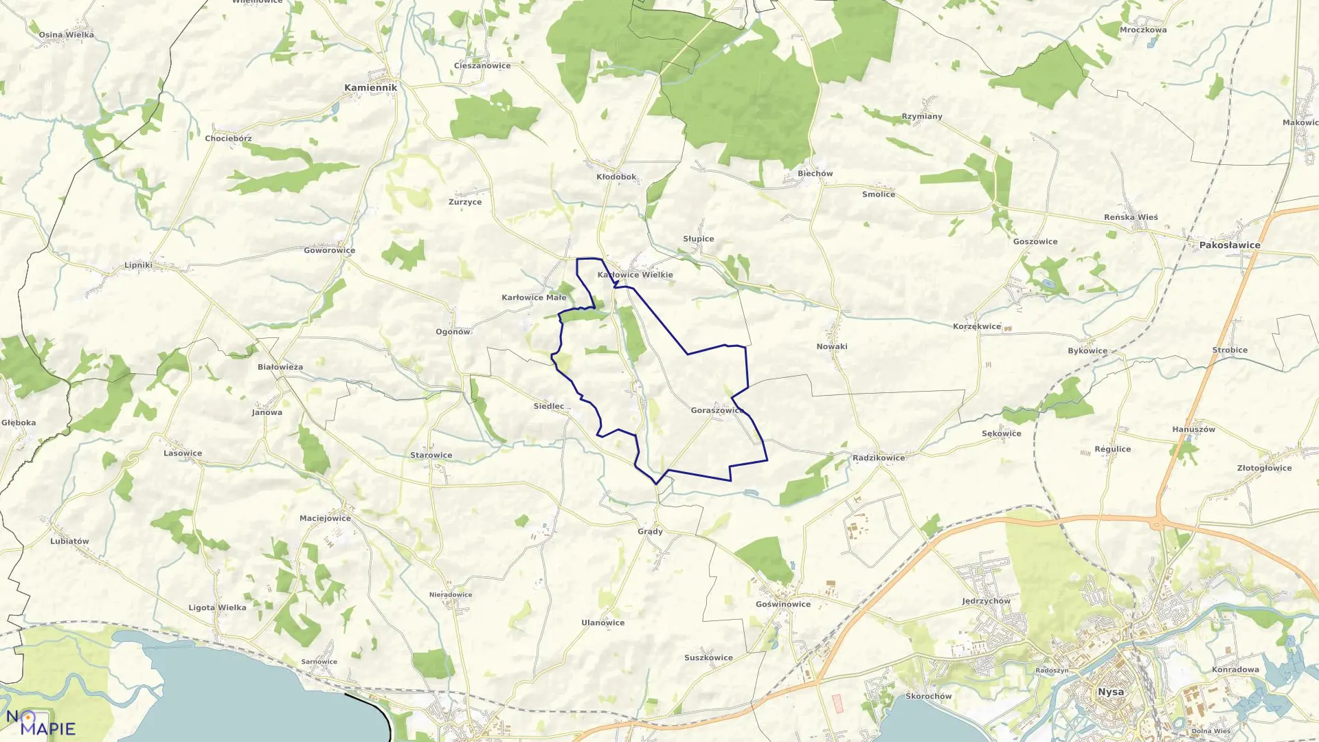 Mapa obrębu GORASZOWICE w gminie Otmuchów