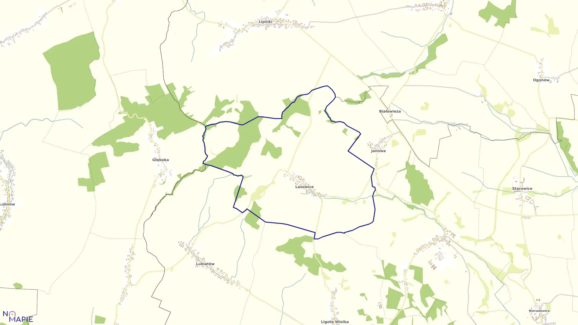 Mapa obrębu LASOWICE w gminie Otmuchów