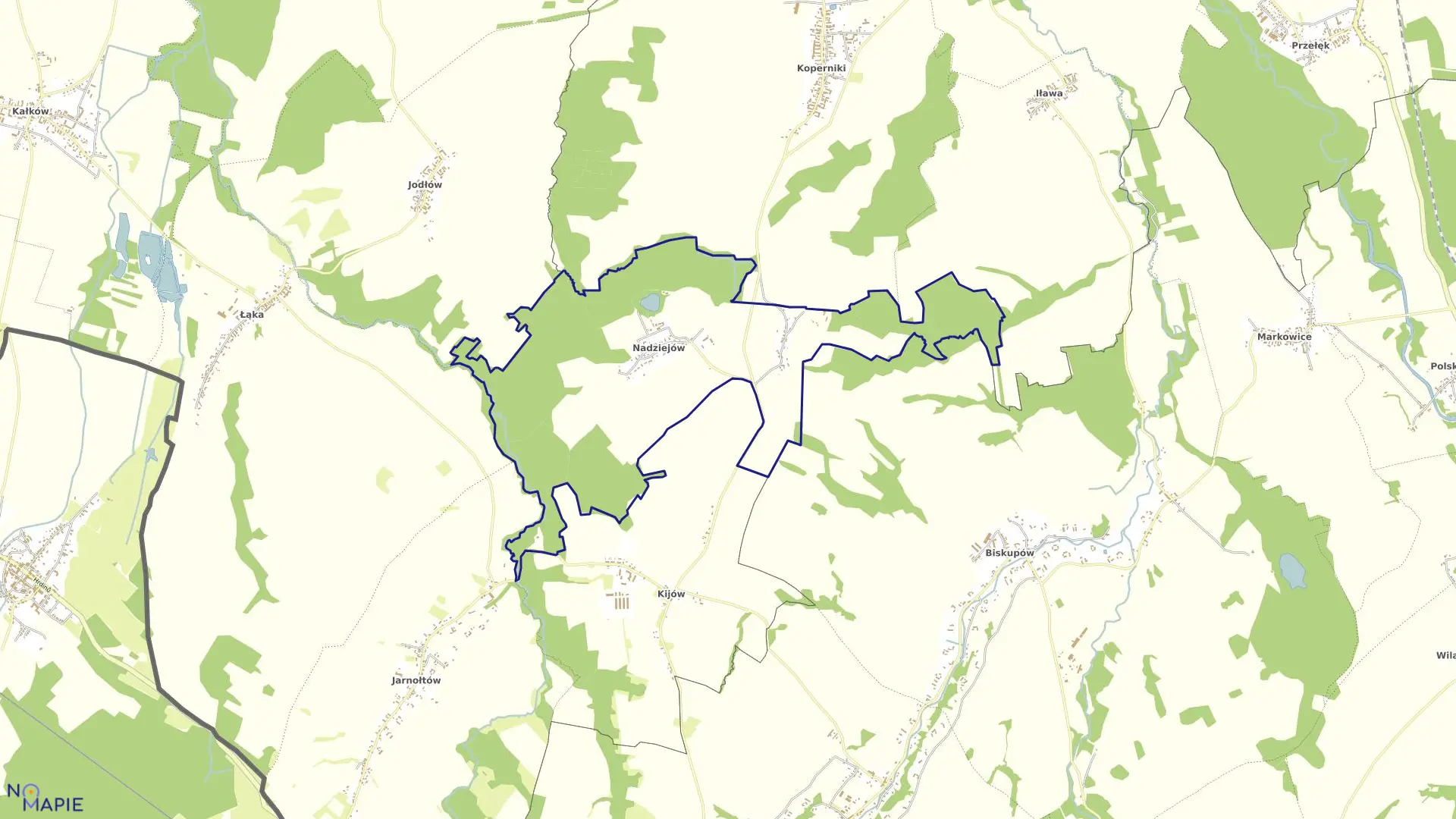 Mapa obrębu NADZIEJÓW w gminie Otmuchów