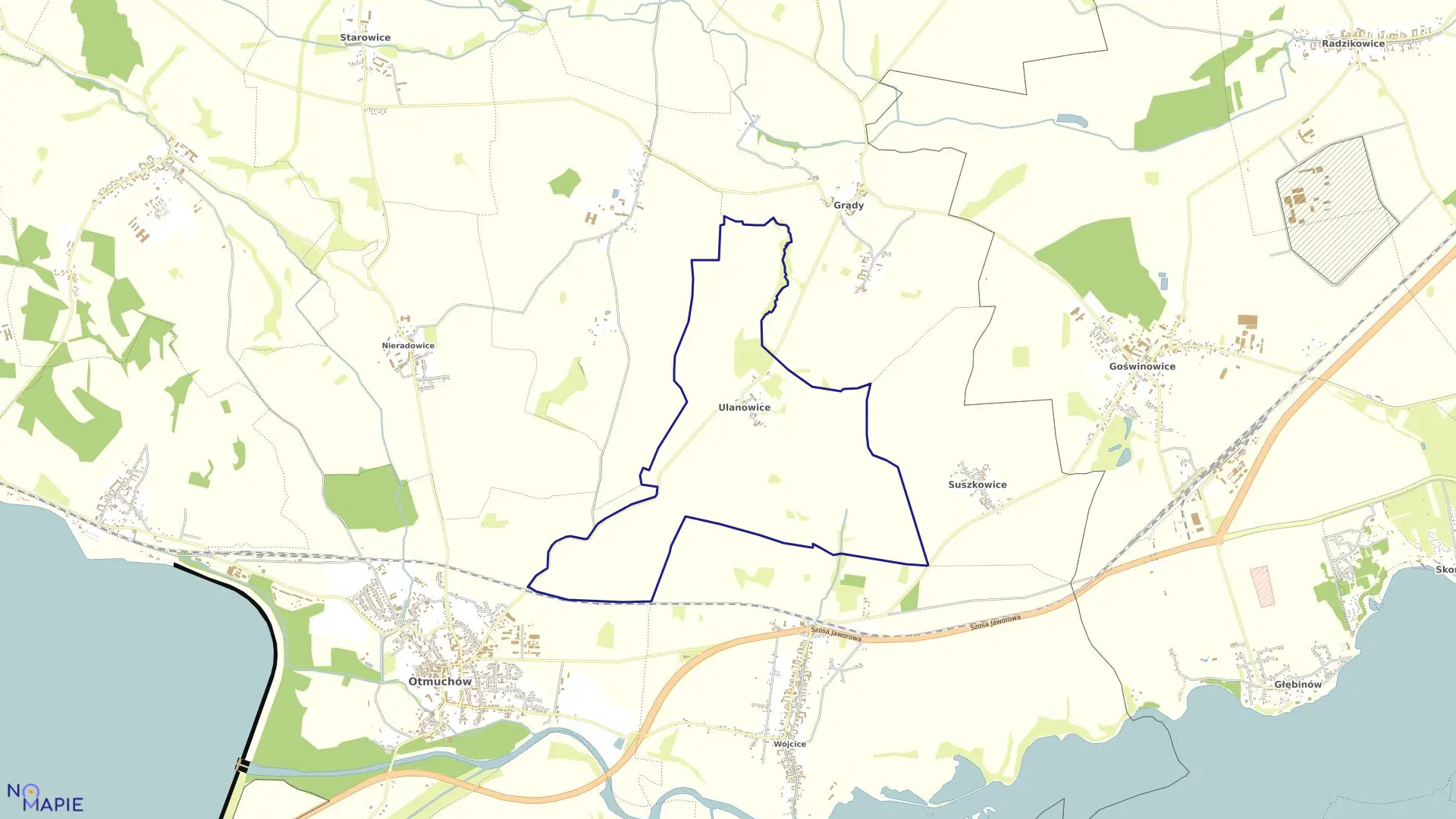 Mapa obrębu ULANOWICE w gminie Otmuchów